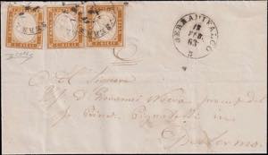 1863 - SERRADIFALCO -10 cent. bistro ... 