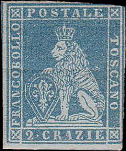 1851 - 2 crazie azzurro chiaro su grigio, ... 