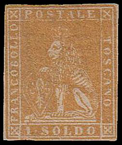 1857 - 1 s. ocra, n° 11, raro esemplare ... 