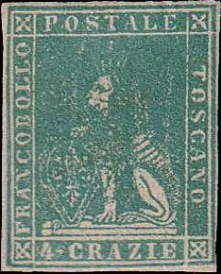 1857 - 4 crazie verde, n° 14, ottimo, senza ... 