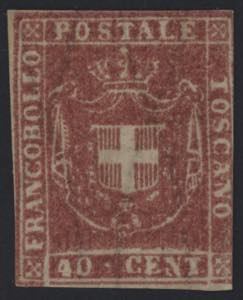 1860 - 40 cent. carminio, n° 21, nuovo ... 