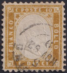 1862 - 10 centesimi bistro giallastro, n° ... 