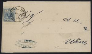 1856 - 45 cent. azzurro carta a macchina, ... 