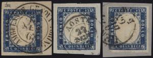 1863 - 15 cent. azzurro tipo Sardegna, n° ... 