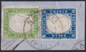 1863 - 15 cent. + 5 cent., n° 11 + Sardegna ... 