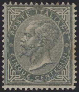1863 - 5 cent. grigio verde De La ... 