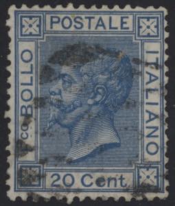 1867 - 20 cent. azzurro, tiratura di Torino, ... 