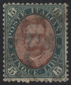 1889 - 5 Lire verde e carminio, n° 49, ... 