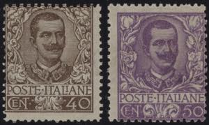 1901 - Floreale 40 + 50 cent., n° 74 + 76, ... 