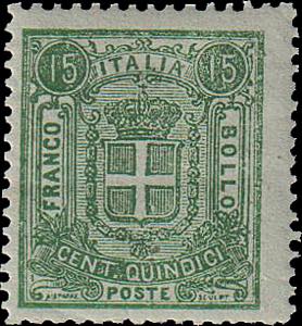 1862 - 15 cent. verde, Saggio Sparre, ... 
