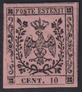 1852 - 10 cent. rosa chiaro, n° 2, ottimo, ... 