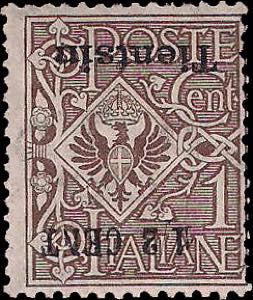 1918 - ½ cent. sovrastampa capovolta, n° ... 