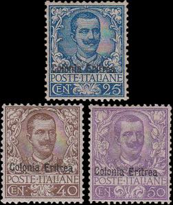 1901 - Floreale 25, 40 e 50 cent., n° 24/5 ... 