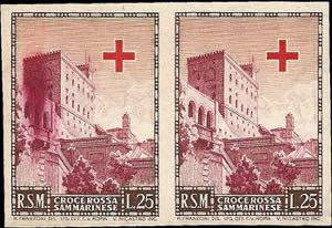 1951 - Croce Rossa 25 Lire, n° 369a, coppia ... 