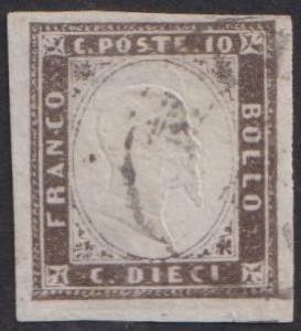 1858 - 10 cent. bruno cioccolato scuro, ... 
