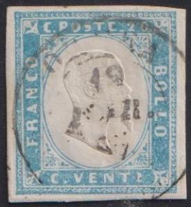 1855 - 20 cent. cobalto latteo chiaro, n° ... 