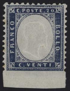 1862 - 20 cent. azzurro grigio, n° 2c (k), ... 
