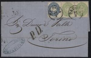 1864 - 3 + 10 soldi, n° 42 (x2) + 44, ... 