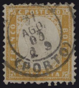 1862 - 80 centesimi giallo arancio, n° 4, ... 