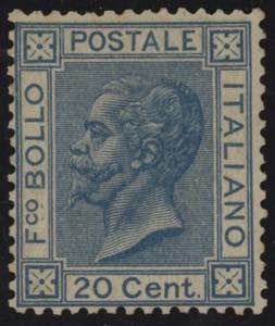 1867 - 20 cent. azzurro, n° T26, ottimo, ... 