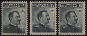 1906 - Michetti 15 centesimi, n° 80 + 86 + ... 