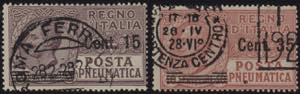 1927 - Sovrastampati, Posta Pneumatica n° ... 