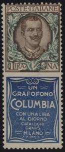 1924 - Grafofono Columbia 1 Lira, Pubb n° ... 