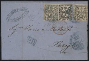 1858 - 1 Lira bianco + 25 cent.  camoscio ... 