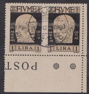 1920 - Dannunzio 1 Lira nero, n° 122q, in ... 