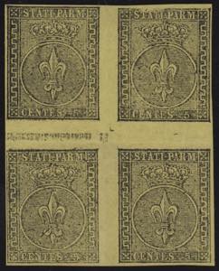 1852 - 5 centesimi giallo arancio, n° 1, in ... 