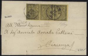 1856 - 5 cent. giallo, n° 1, ... 