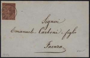 1857 - 25 cent. bruno rosso, n° 8, ... 