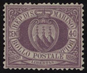 1877 - 40 cent. lilla scuro, n° 7, ... 