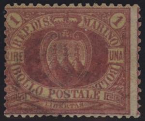 1892 - 1 Lira carminio su giallo, detta ... 