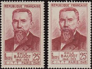 1949 - Emile Baudot 25 Fr., n° 846A + 846, ... 