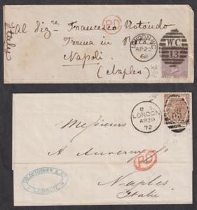 1868 + 1872 - 2 lettere affrancate, n° 34 e ... 