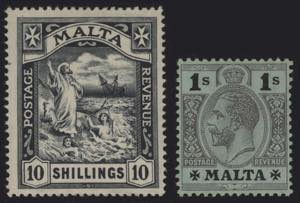 1914 - 1 e 10 shilling, filigrana corone ... 