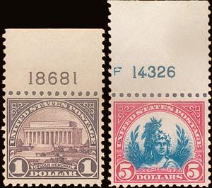 1922/25 - Presidenti 1 e 5 $, n° 390 e 392, ... 