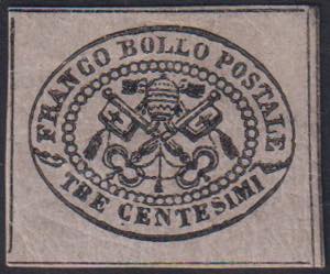 1867 - 3 centesimi grigio rosa non ... 