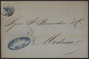 1856 - 45 centesimi azzurro III tipo, n° ... 