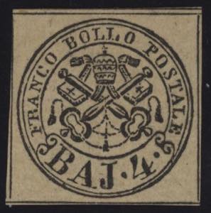 1852 - 4 bajocchi bruno grigio chiaro, n° ... 