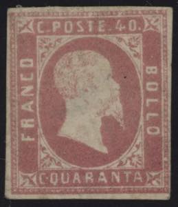 1851 - 40 centesimi rosa, n° 3, senza ... 