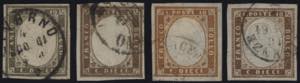 1861 - 10 centesimi, 4 esemplari in diverse ... 