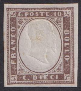 1859 - 10 cent. bruno violaceo, n° 14Ab, ... 