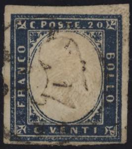 1861 - 20 cent. cobalto oltremare scuro, n° ... 
