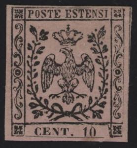 1852 - 10 cent. rosa, n° 2, ottimo.