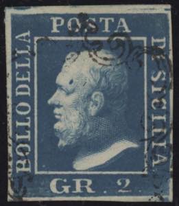 1859 - 2 grana cobalto scuro, n° 6c, I ... 