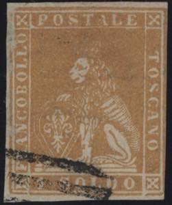 1857 - 1 soldo ocra, n° 11, esemplare di ... 
