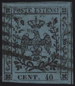 1852 - 40 cent. celeste, n° 5, ottimo, ... 