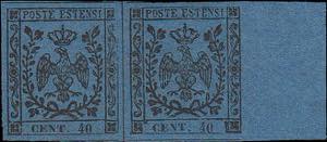 1852 - 40 cent. azzurro scuro, n° 6, spl cp ... 